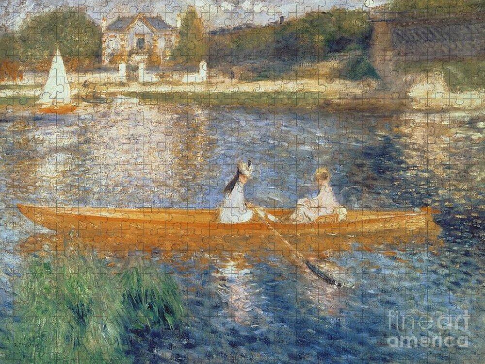 Boating On The Seine Jigsaw Puzzle featuring the painting Boating on the Seine by Pierre Auguste Renoir