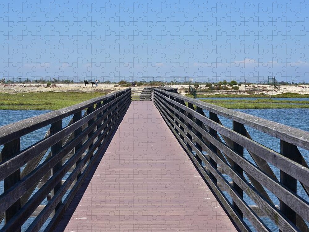Linda Brody Jigsaw Puzzle featuring the photograph Bolsa Chica Wetlands Viewing Pier by Linda Brody