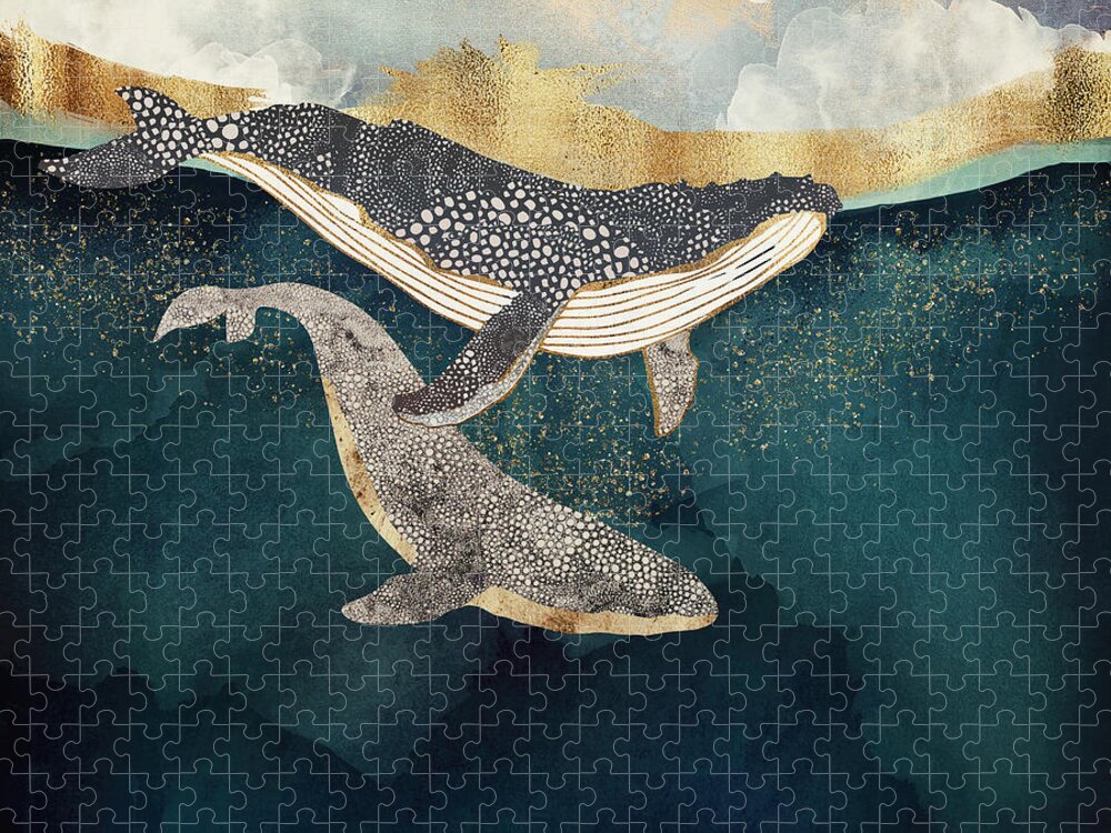 Whale Jigsaw Puzzle featuring the digital art Bond II by Spacefrog Designs