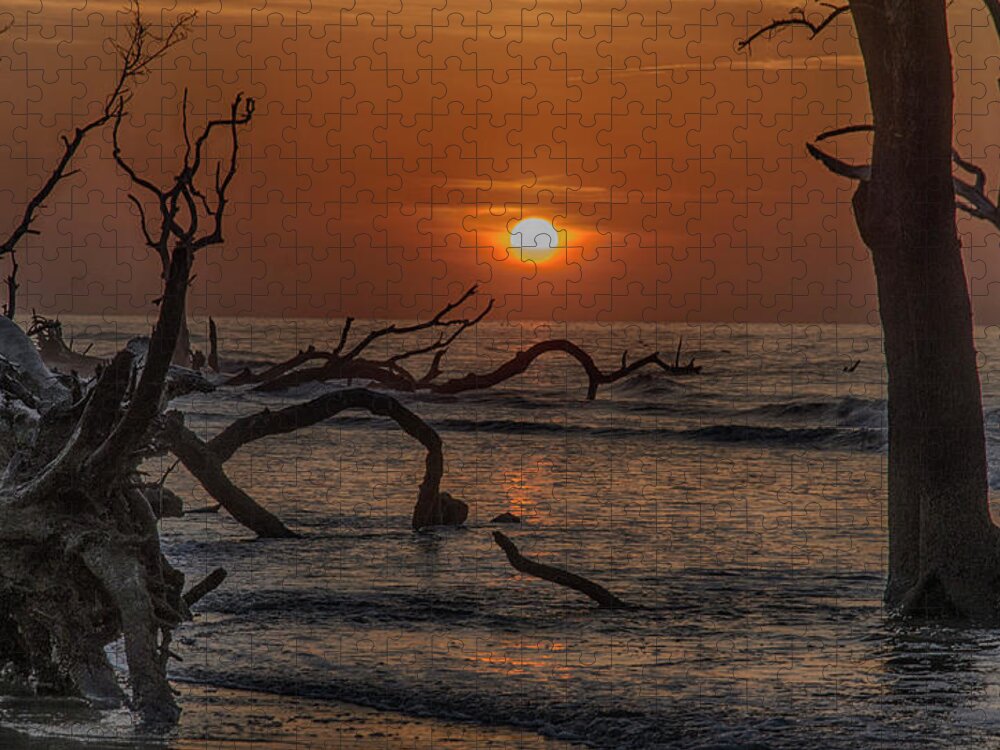 Sunrise Jigsaw Puzzle featuring the photograph Boneyard Beach by Jim Cook