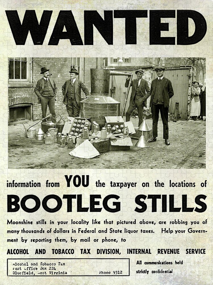 Prohibition Jigsaw Puzzle featuring the photograph Bootleggers Wanted Poster by Jon Neidert