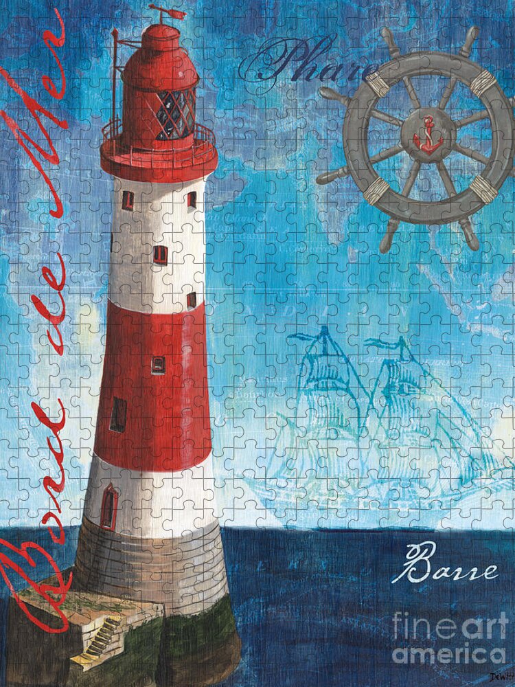 Coastal Jigsaw Puzzle featuring the painting Bord de Mer by Debbie DeWitt