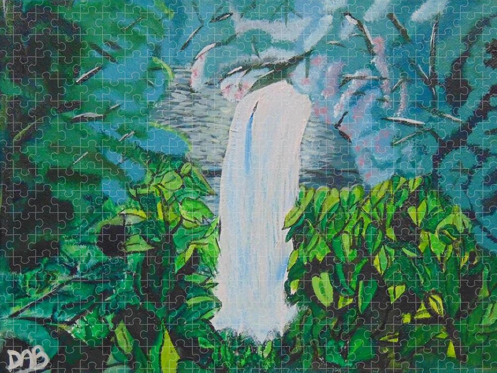 Waterfall Jigsaw Puzzle featuring the painting Borer's Falls by David Bigelow