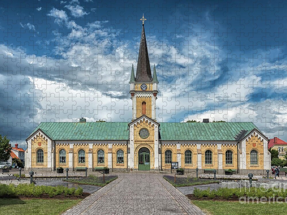 Old Jigsaw Puzzle featuring the photograph Borgholm Church in Sweden by Antony McAulay
