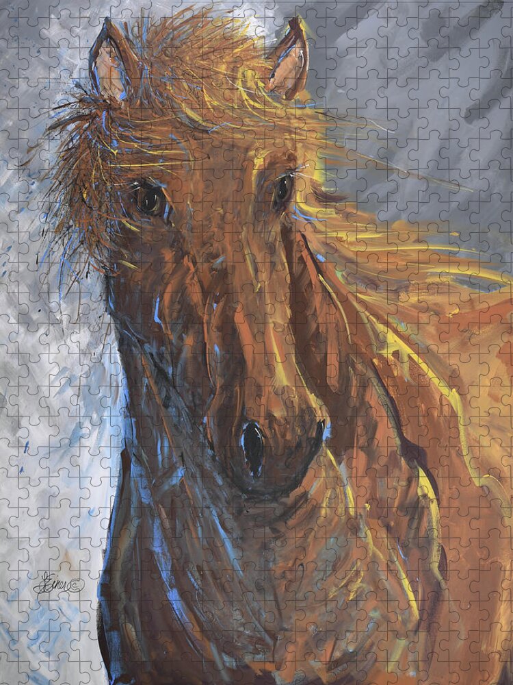 Horse Jigsaw Puzzle featuring the painting Born to Run by Terri Einer