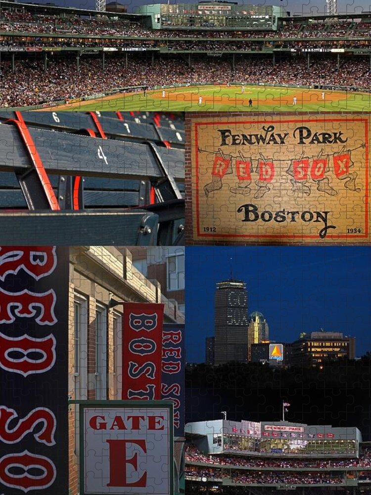 Red Sox Jigsaw Puzzle featuring the photograph Boston Red Sox and Fenway Park Collage by Juergen Roth