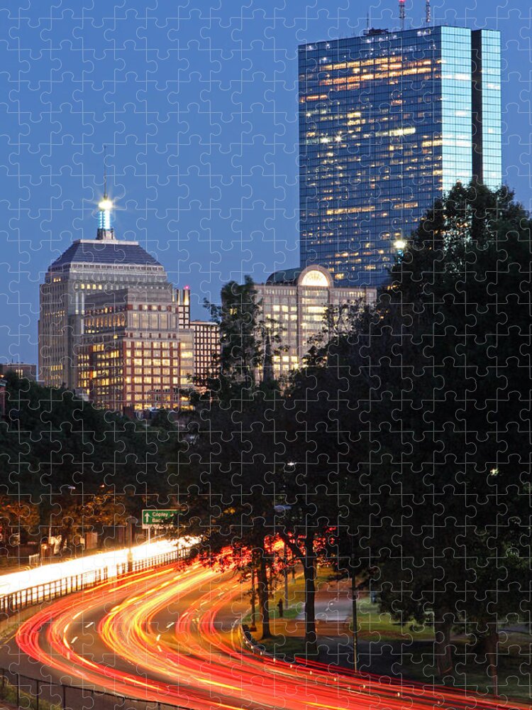 Storrow Drive Jigsaw Puzzle featuring the photograph Boston Rush Hour on Storrow Drive by Juergen Roth