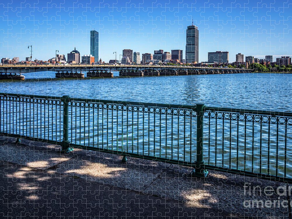 America Jigsaw Puzzle featuring the photograph Boston Skyline Harvard Bridge Photo by Paul Velgos