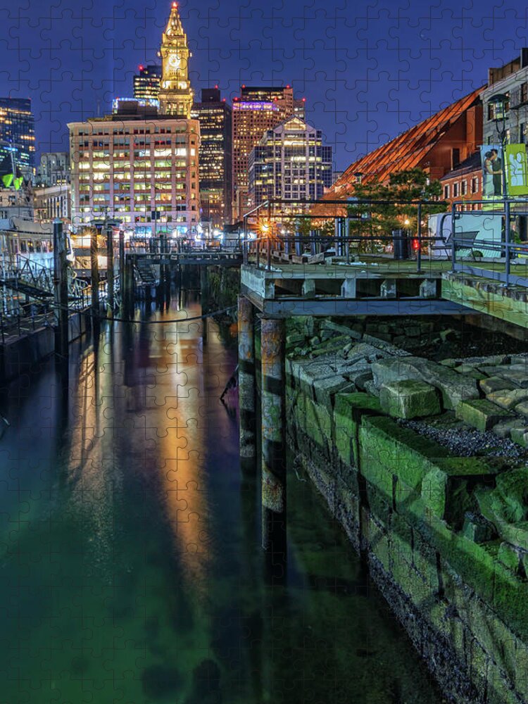 Boston Jigsaw Puzzle featuring the photograph Boston's Custom House Tower from Long Wharf by Kristen Wilkinson