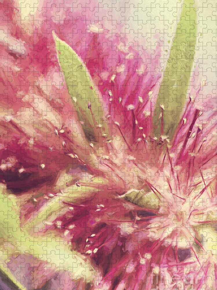 Illustration Jigsaw Puzzle featuring the photograph Bottle Brush flower species digital painting by Jorgo Photography