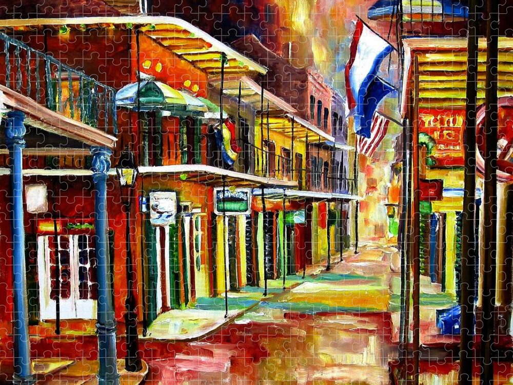 New Orleans Jigsaw Puzzle featuring the painting Bourbon Street Lights by Diane Millsap