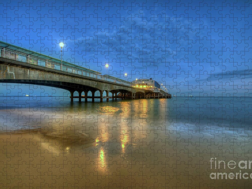 Photography Jigsaw Puzzle featuring the photograph Bournemouth Pier Blue Hour by Yhun Suarez