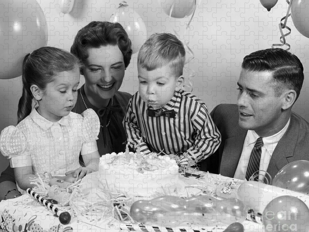 1950s Jigsaw Puzzle featuring the photograph Boys Second Birthday Party, C.1950s by H. Armstrong Roberts/ClassicStock