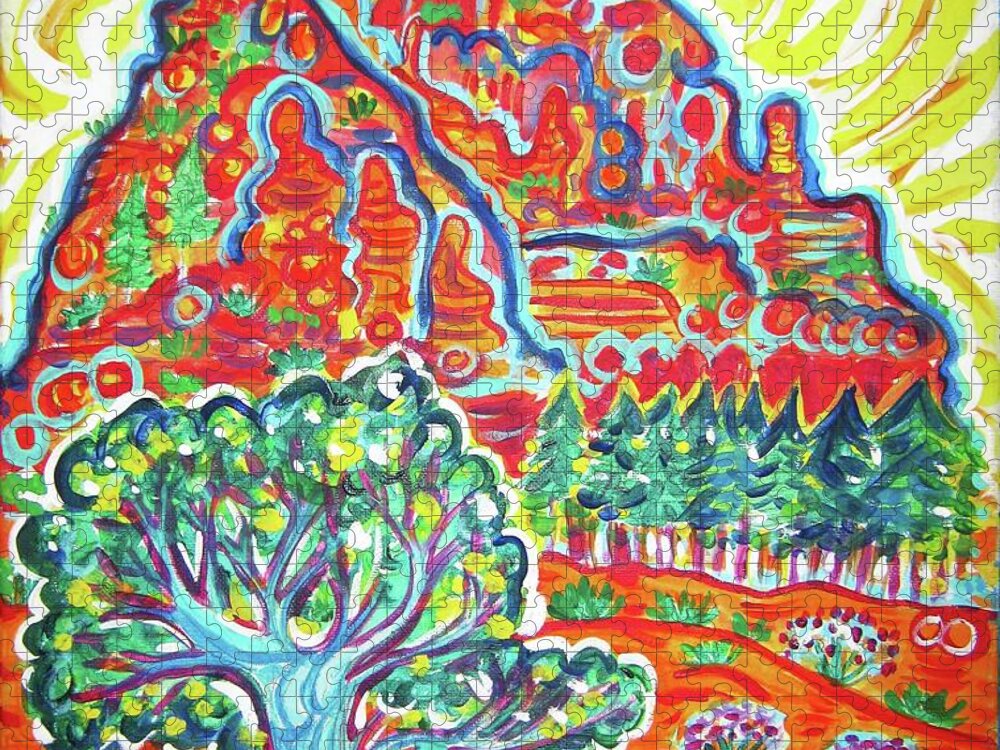 Southwest Art Jigsaw Puzzle featuring the painting Boyton Canyon Sunrise by Rachel Houseman