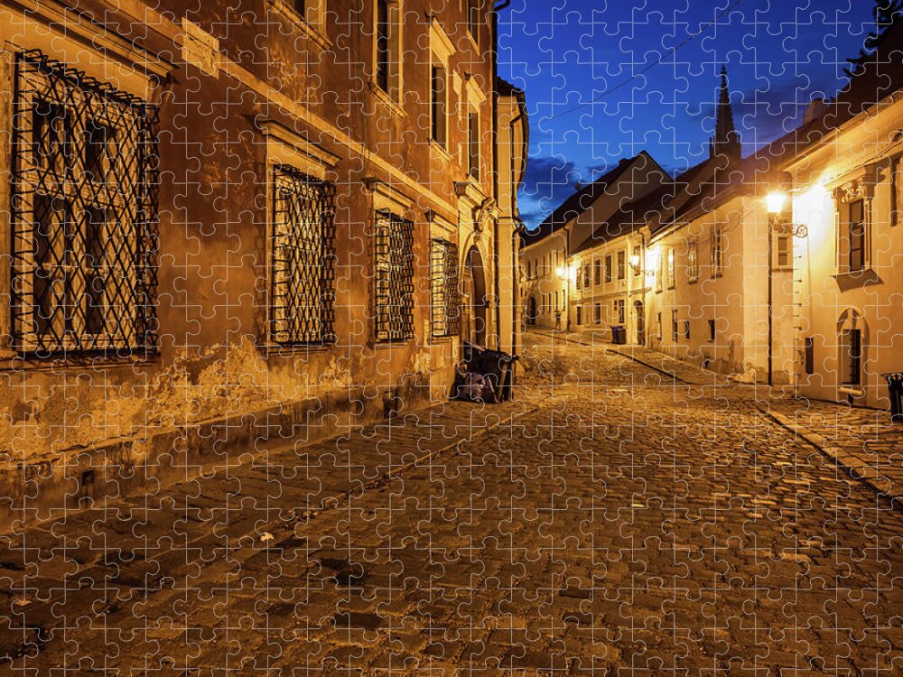 Bratislava Jigsaw Puzzle featuring the photograph Bratislava Old Town Street at Night by Artur Bogacki
