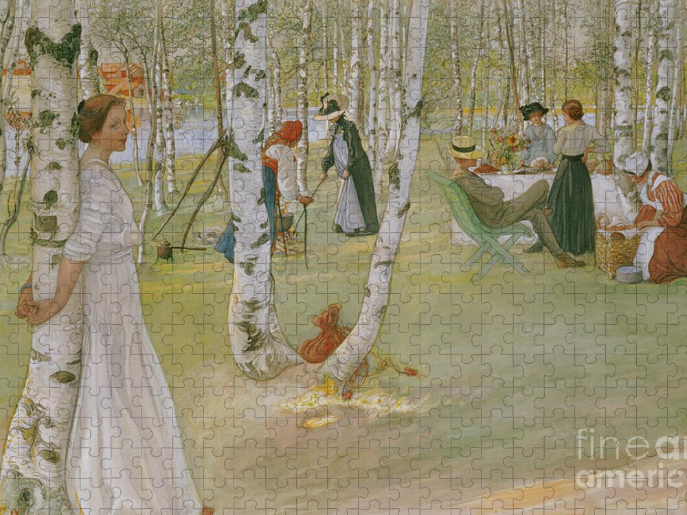 Carl Larsson Jigsaw Puzzle featuring the painting Breakfast in the Open, 1910 by Carl Larsson