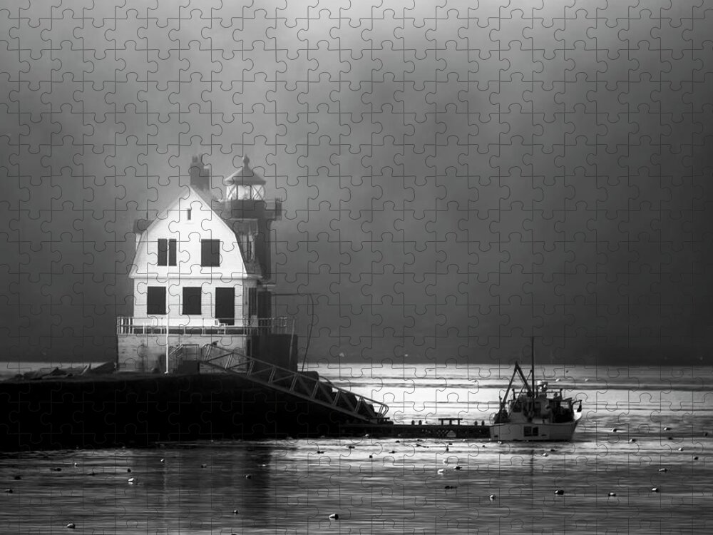 Breakwater Lighthouse Jigsaw Puzzle featuring the photograph Breakwater Trance by Jeff Cooper