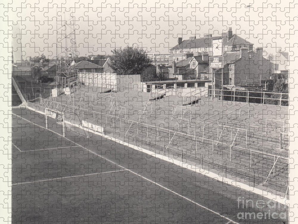  Jigsaw Puzzle featuring the photograph Brentford - Griffin Park - Ealing Road End 1 - September 1968 by Legendary Football Grounds