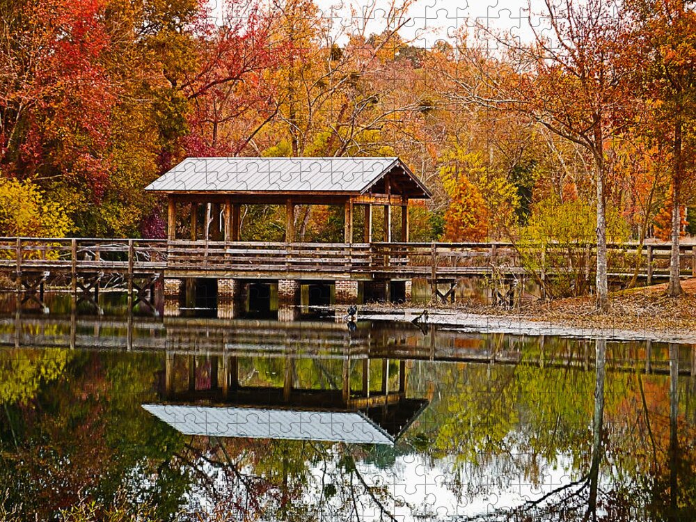Brick Pond Jigsaw Puzzle featuring the photograph Bridge at Brick Pond Park by Bill Barber