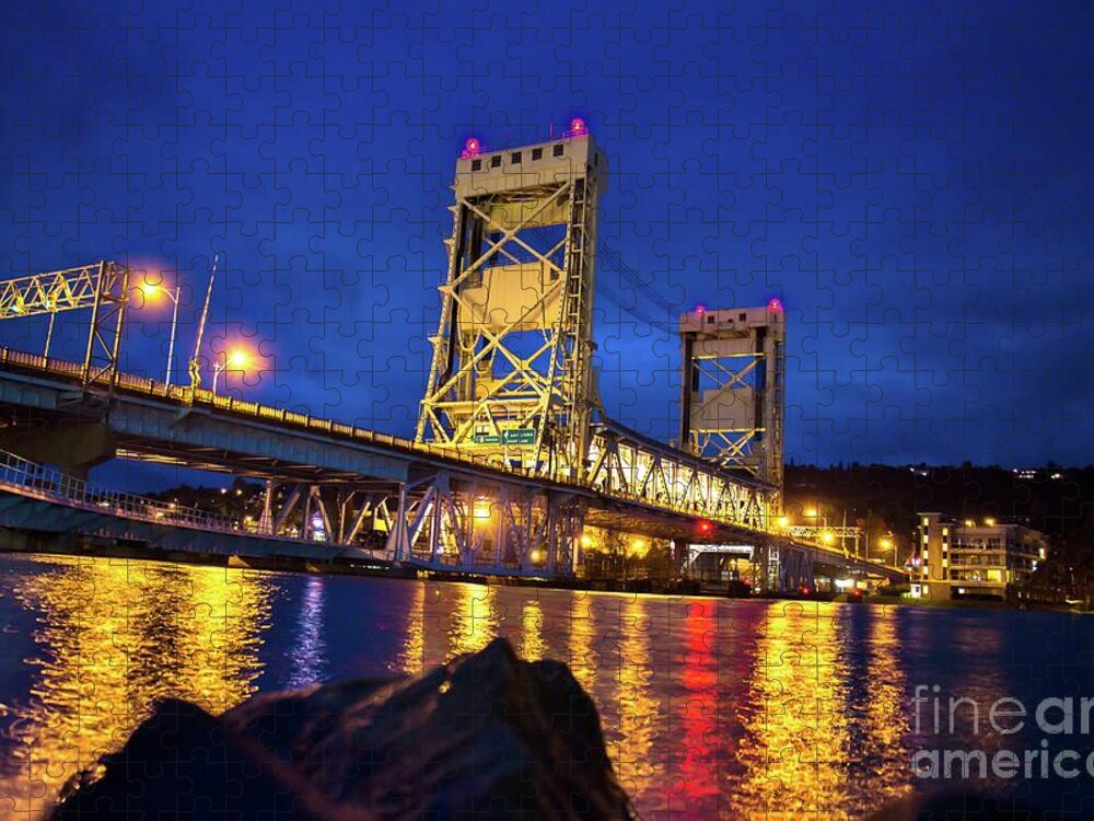 Bridge Jigsaw Puzzle featuring the photograph Bridge Houghton/Hancock Lift Bridge -2669 by Norris Seward
