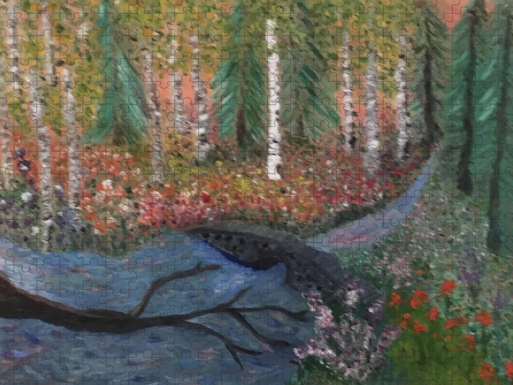 Troubled Waters Jigsaw Puzzle featuring the painting Bridge Over Troubled Waters2 by Susan Grunin