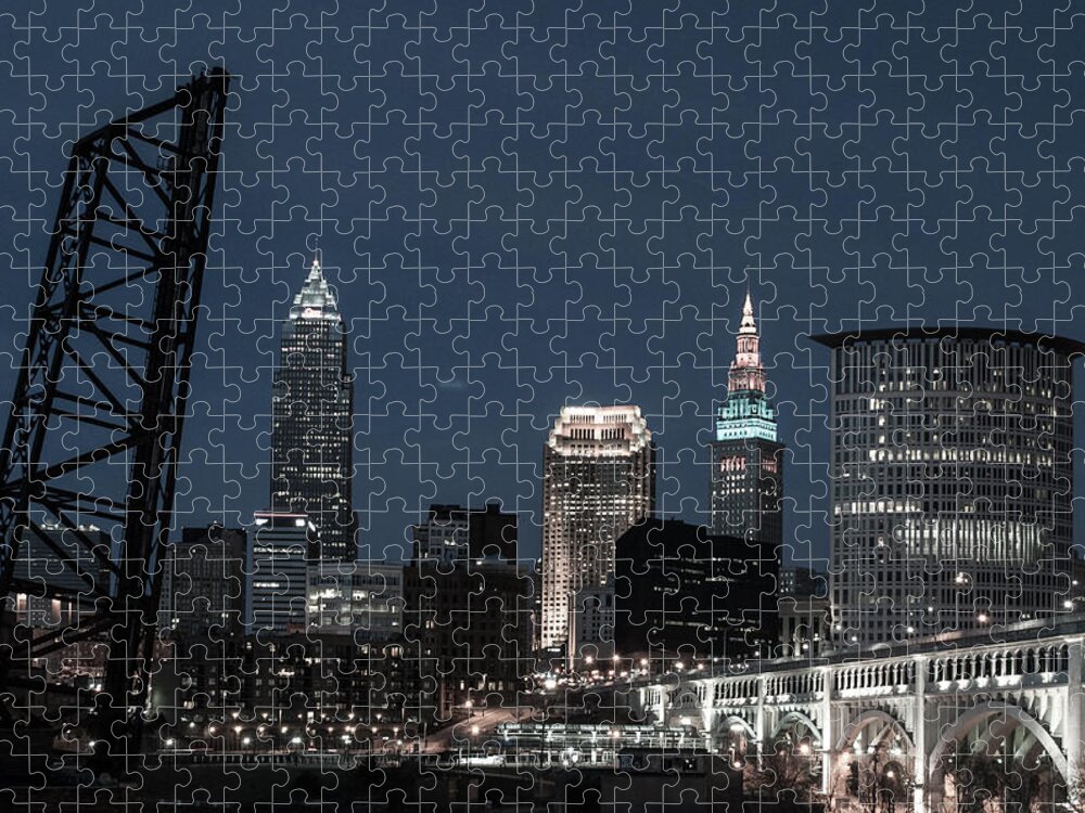 Cleveland Jigsaw Puzzle featuring the photograph Bridges and Buildings by Stewart Helberg