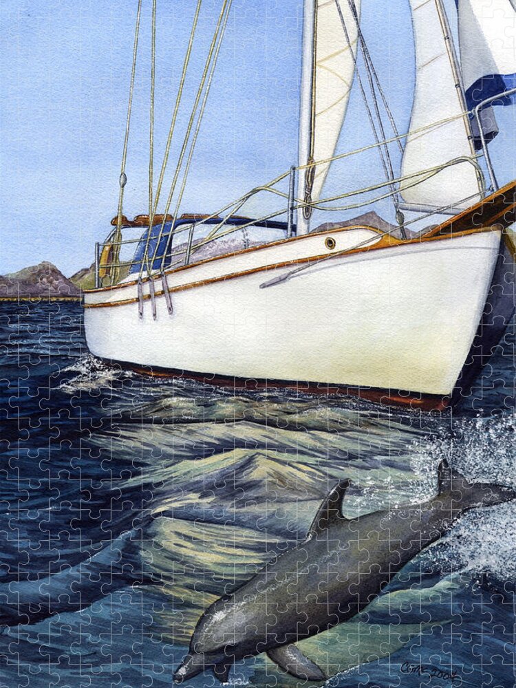 Sailing Jigsaw Puzzle featuring the painting Brief Encounter by Catherine G McElroy
