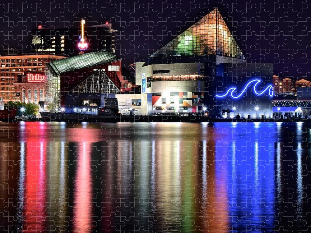 Baltimore Jigsaw Puzzle featuring the photograph Bright Baltimore Lights by Frozen in Time Fine Art Photography