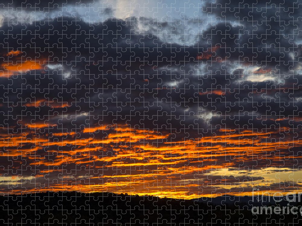 Sky Jigsaw Puzzle featuring the photograph Bright Orange Clouds by Alana Ranney