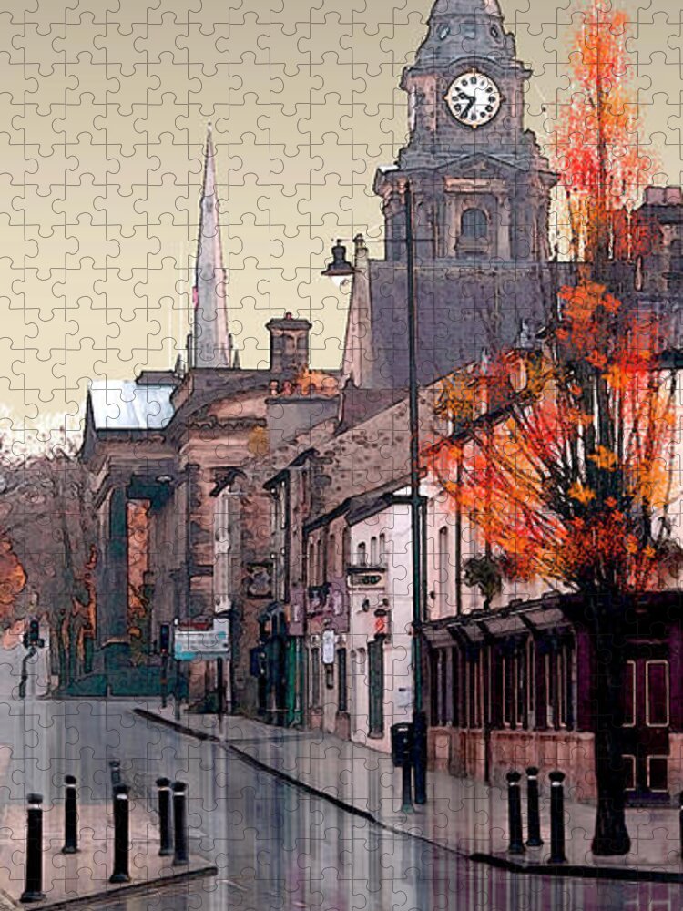 Lancaster Jigsaw Puzzle featuring the digital art Brock Street Reflection 2 by Joe Tamassy