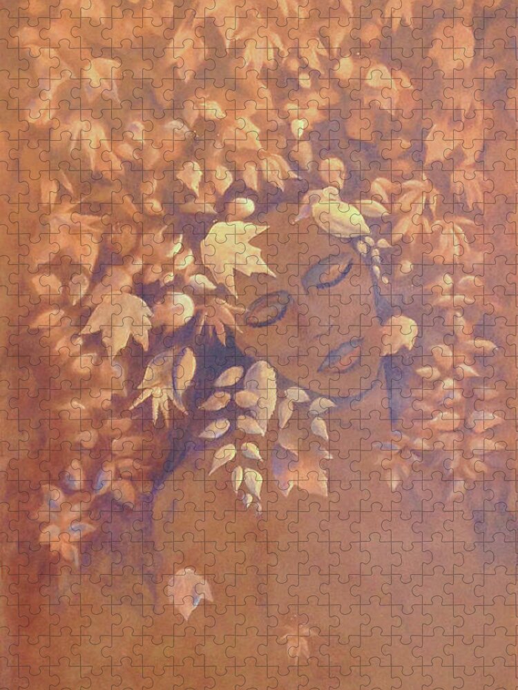 Leaves Jigsaw Puzzle featuring the painting Bronze Beauty by Teresa Fry