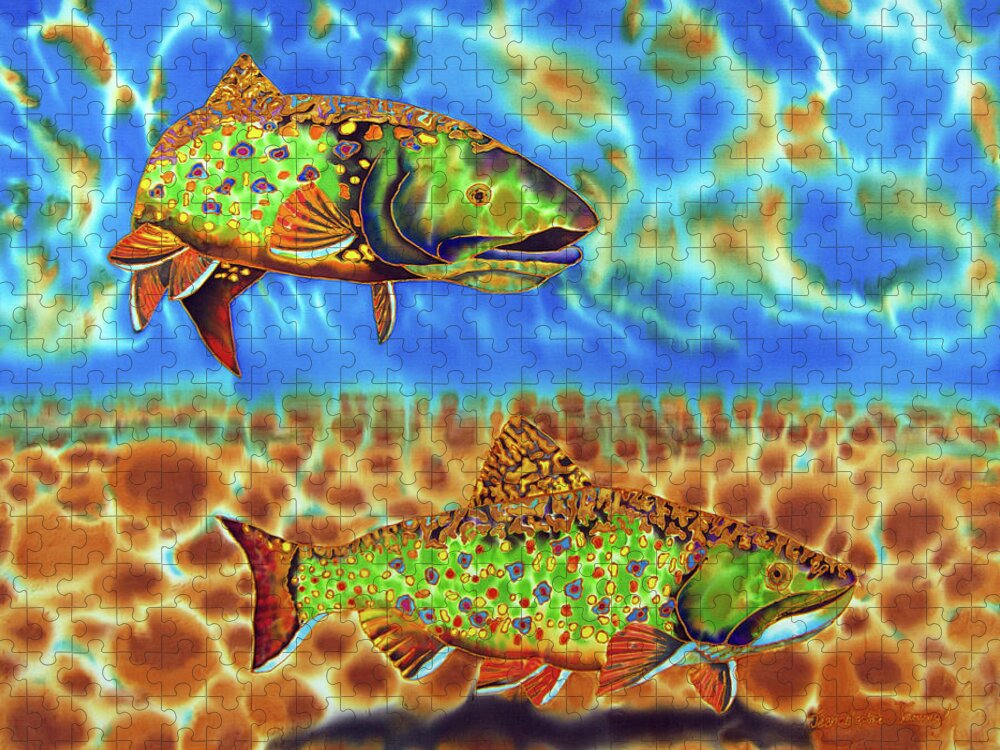 Brook Trout Jigsaw Puzzle featuring the painting Brook Trout by Daniel Jean-Baptiste