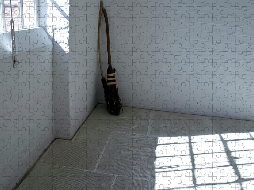 Broom Jigsaw Puzzle featuring the photograph Broom in a corner. by Elena Perelman