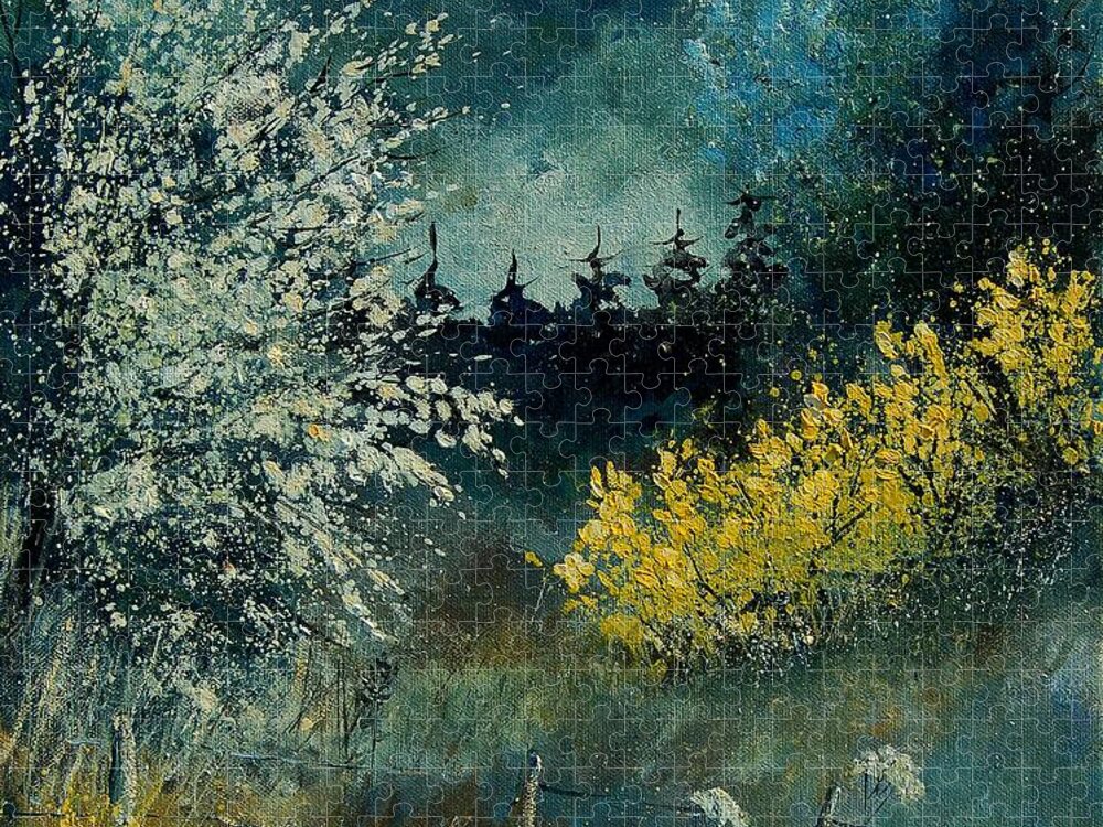 Spring Jigsaw Puzzle featuring the painting Brooms shrubs by Pol Ledent