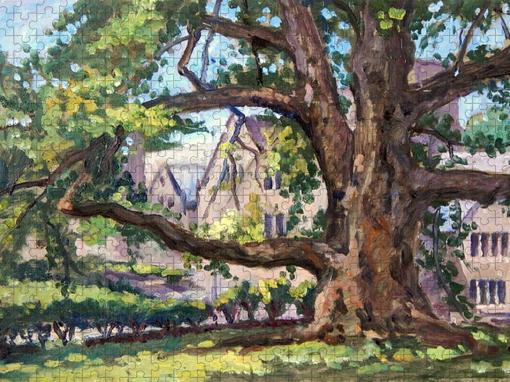 Art Jigsaw Puzzle featuring the painting Bryn Mawr Tree Wide Reach by Thor Wickstrom