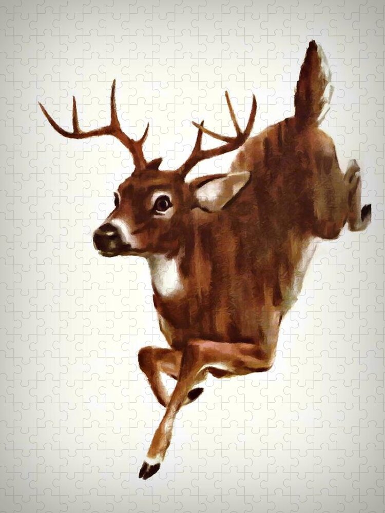 Buck Jigsaw Puzzle featuring the mixed media Buck On The Run by Movie Poster Prints