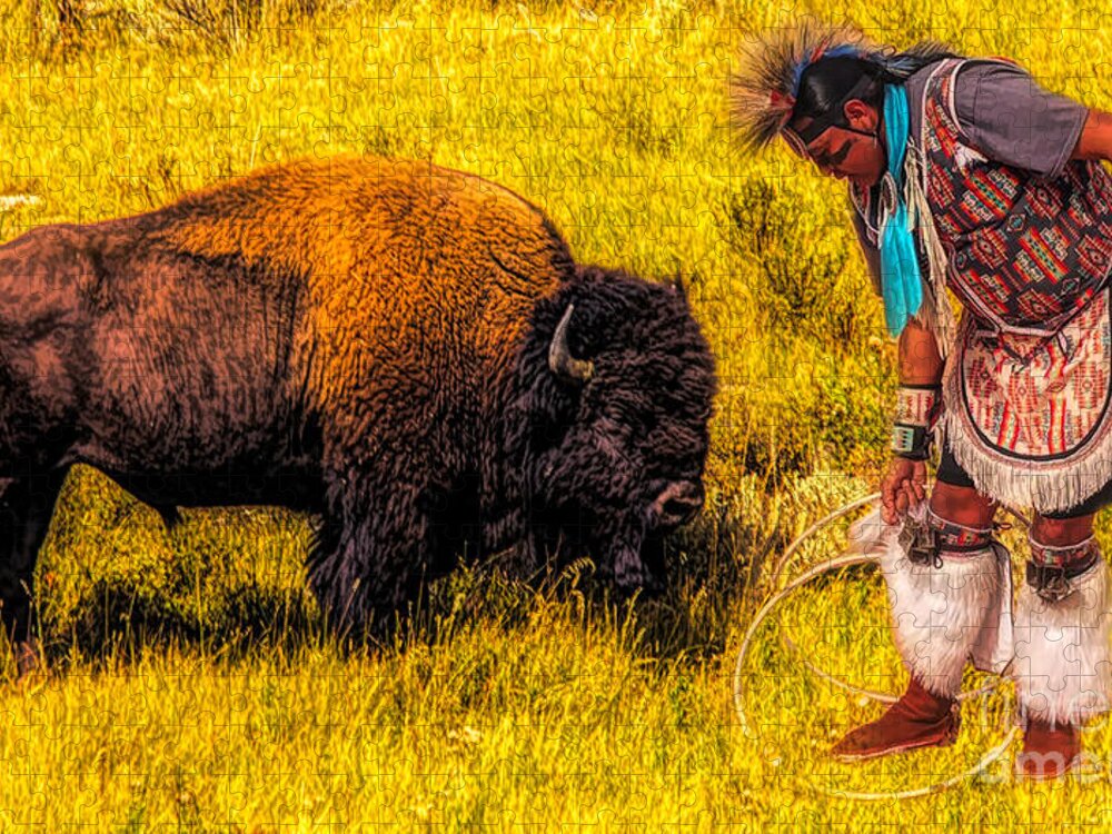 Baffalo Jigsaw Puzzle featuring the photograph Buffalo and Navajo by Mark Jackson