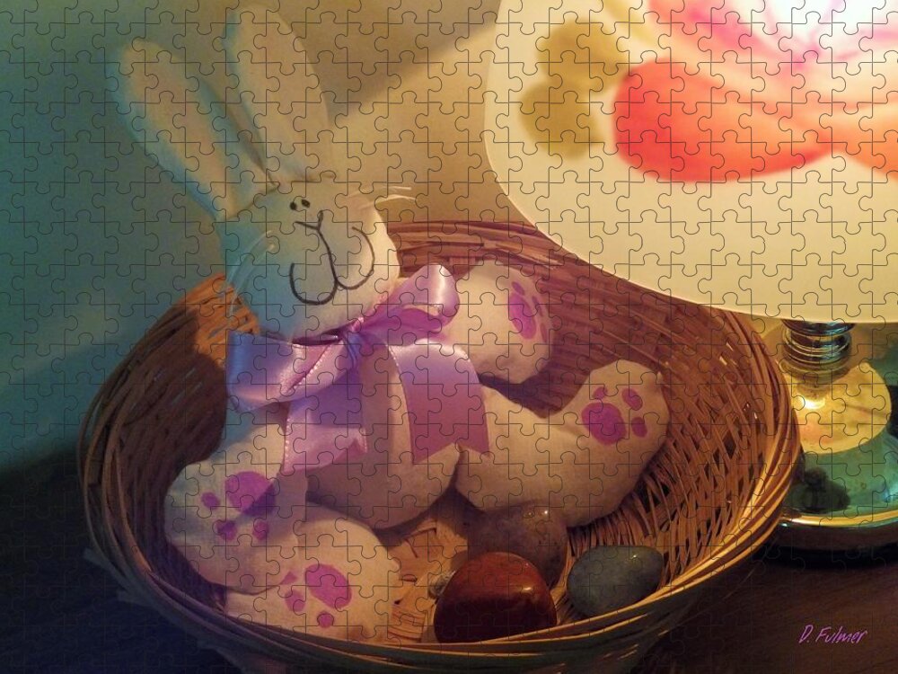 Bunny Jigsaw Puzzle featuring the photograph Bunny In A Basket by Denise F Fulmer