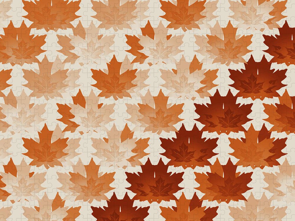 Burnt Sienna Autumn Leaves Jigsaw Puzzle featuring the digital art Burnt Sienna Autumn Leaves by Two Hivelys