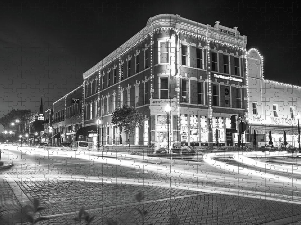 Bentonville Jigsaw Puzzle featuring the photograph Busy Around Bentonville in Black and White- Northwest Arkansas by Gregory Ballos