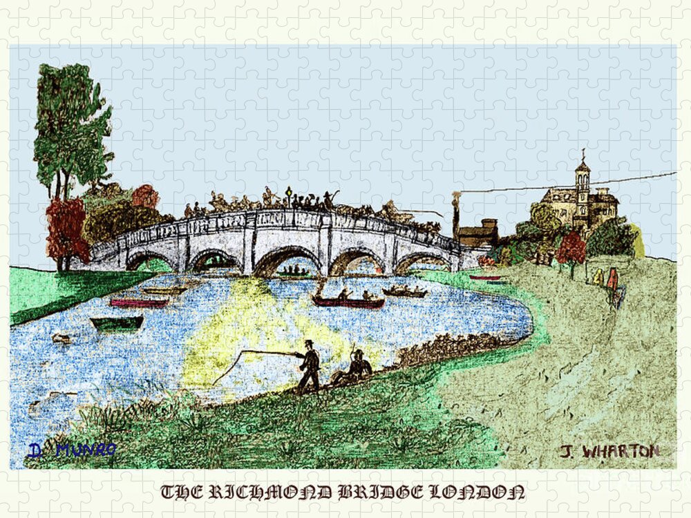 James Wharton Jigsaw Puzzle featuring the painting Busy Richmond Bridge by Donna L Munro
