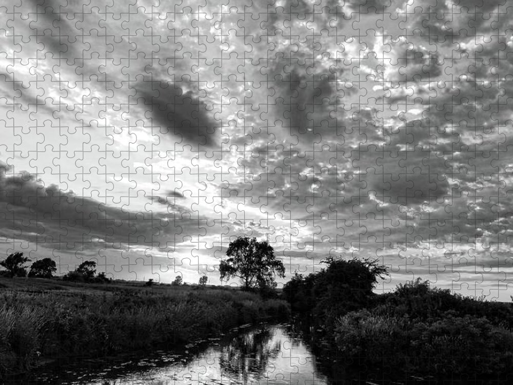 Sunset Jigsaw Puzzle featuring the photograph Butler County Sunset BNW 2 by Bonfire Photography