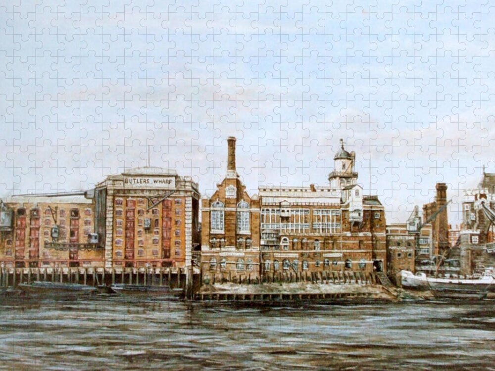 Butlers Wharf Jigsaw Puzzle featuring the painting Butlers Wharf and Courage's Brewery by Mackenzie Moulton