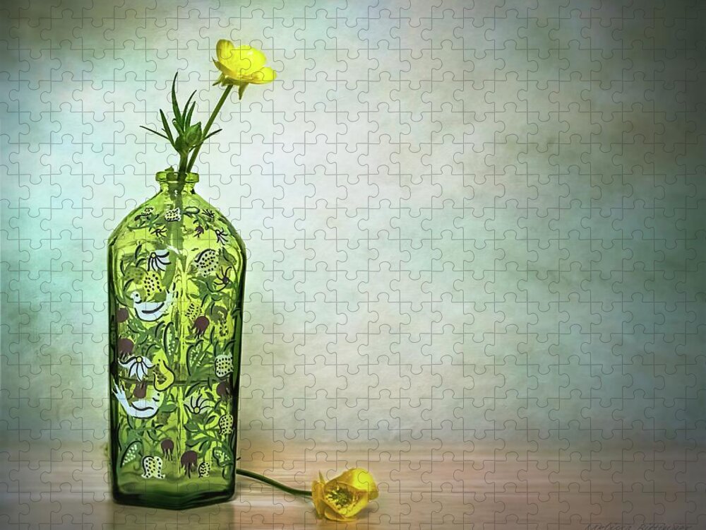 Buttercup Jigsaw Puzzle featuring the photograph Buttercups Wildflowers in Vase Still Life Floral by Melissa Bittinger
