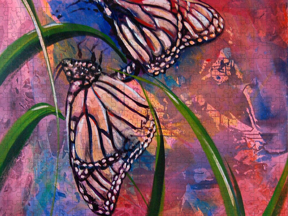 Butterflies Jigsaw Puzzle featuring the painting Butterfly Love by AnnaJo Vahle