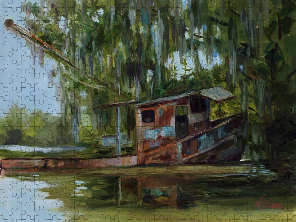 Shrimp Boat Jigsaw Puzzle featuring the painting Bateau de Peche by Billie Colson