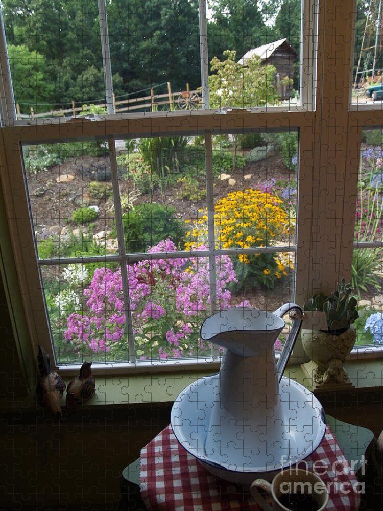 Window Jigsaw Puzzle featuring the photograph By the Garden Window in North Carolina by Anna Lisa Yoder