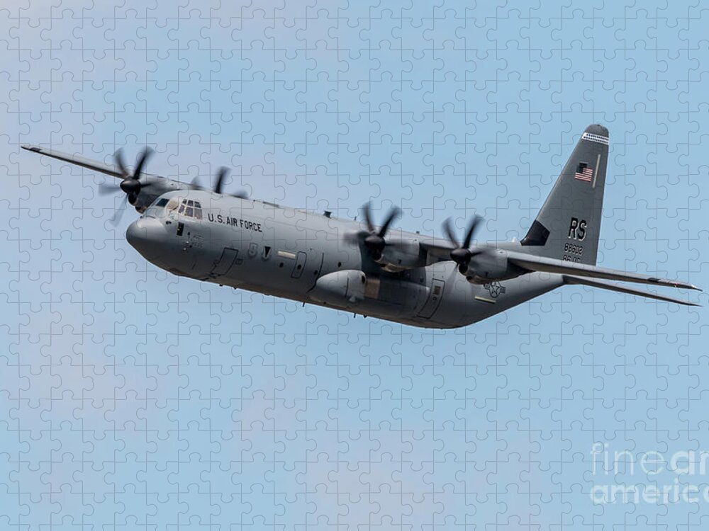 C130 Jigsaw Puzzle featuring the digital art C-130E Hercules by Airpower Art