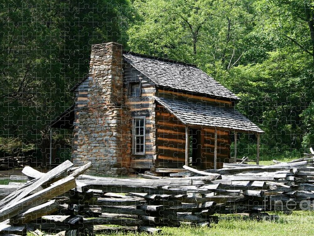 Cades Cove Jigsaw Puzzle featuring the photograph Cade's Cove Cabin by John Black