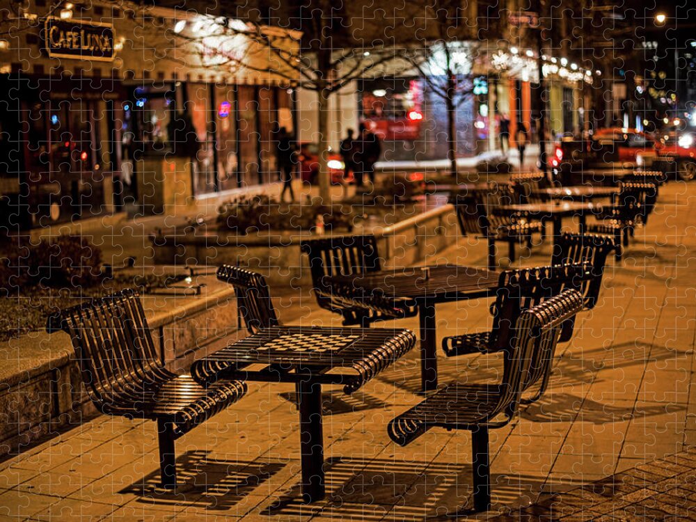 Night out at the Border Cafe in Harvard Square Cambridge Massachusetts  Square Jigsaw Puzzle by Toby McGuire - Toby McGuire - Artist Website